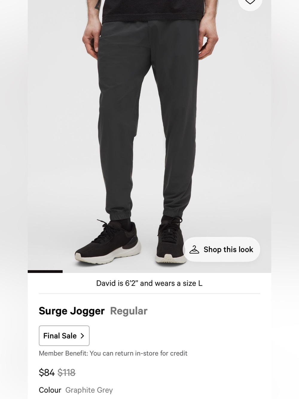 Lululemon surge jogger. Small. Graphite gray.